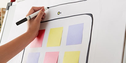 Create a grid of blank Post-it® Notes