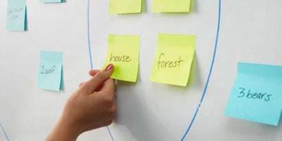 Use Post-it® Super Sticky Notes to write the names of two fairy tales