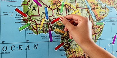 place Post-it® Arrow Flags on a map to call out where a language is spoken