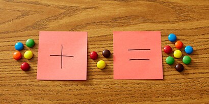 Have your students rearrange the objects to help visualise the answers to the problems and watch the mental math grow.