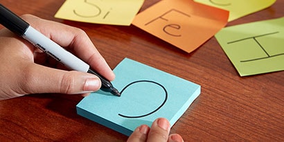 After identifying the rules, assign a specific colour of Post-it® Super Sticky Note for each individual element