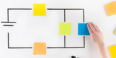 Use Post-it® Super Sticky Notes to color code the resistors within the diagram